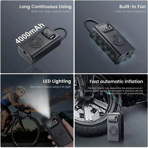 Electrical Air Pump Portable Wireless Tire Inflatable Pump for Car Bicycle Ball - Picture 6 of 10